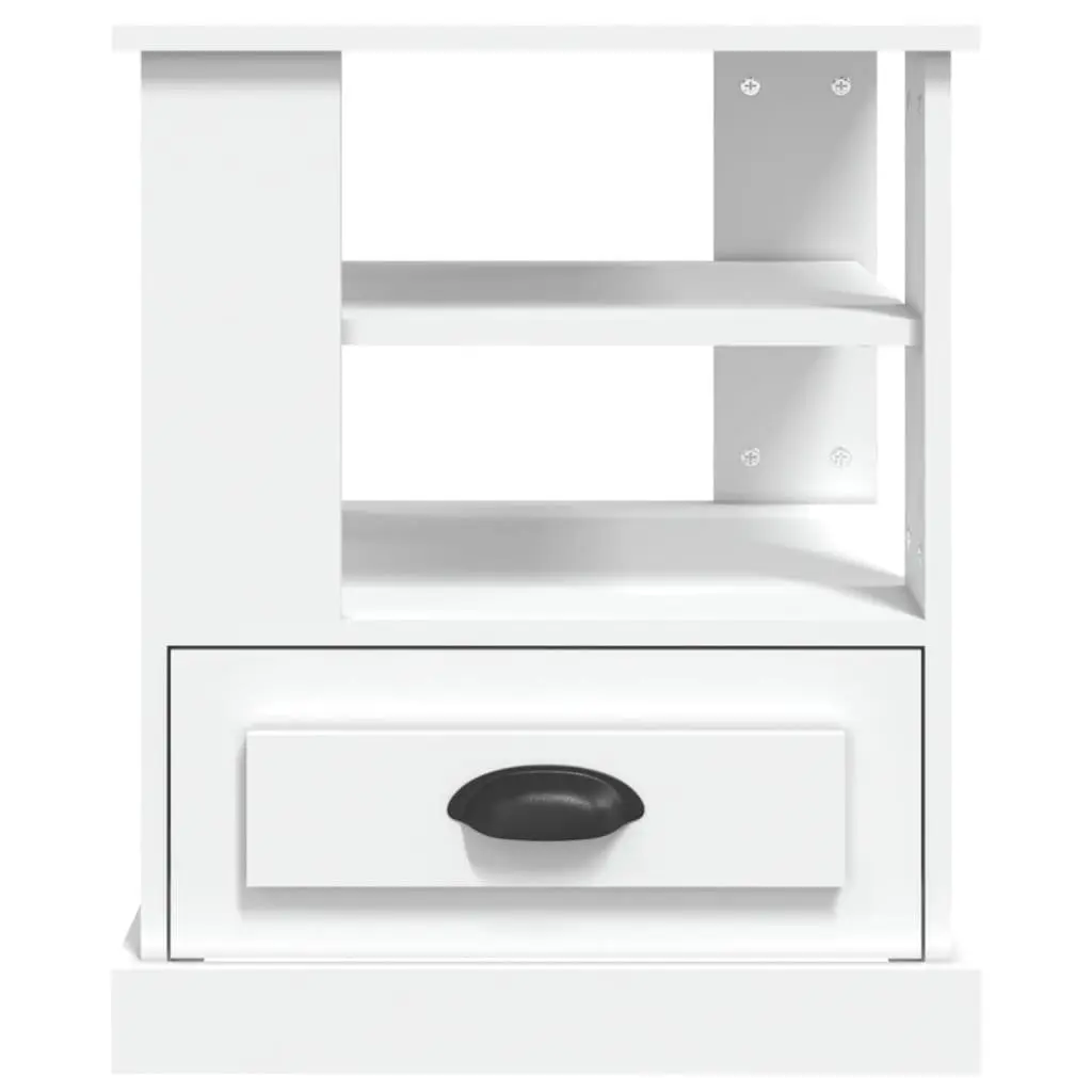 White Side Table 50x50x60cm Engineered Wood Storage Accent Furniture Living Room
