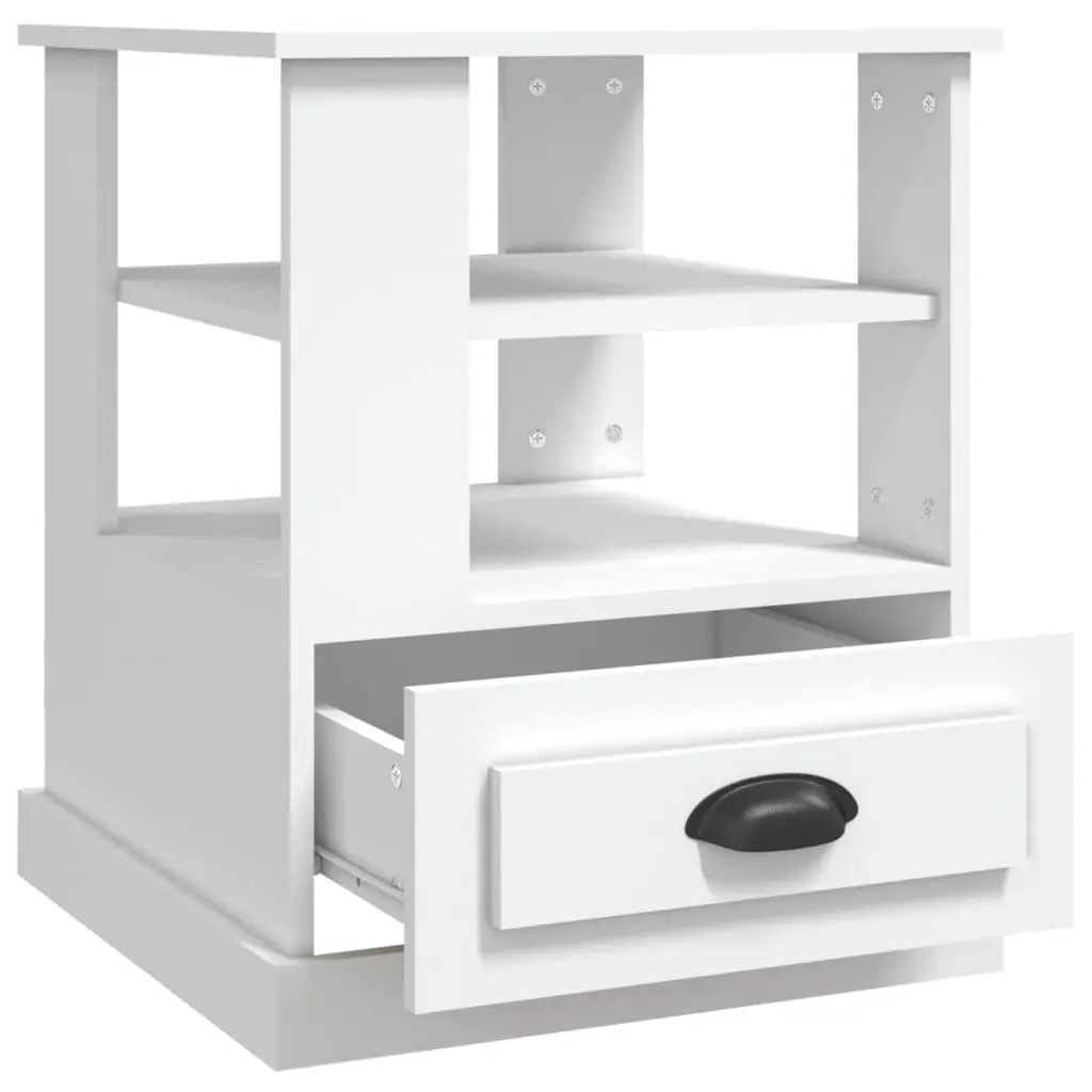 White Side Table 50x50x60cm Engineered Wood Storage Accent Furniture Living Room
