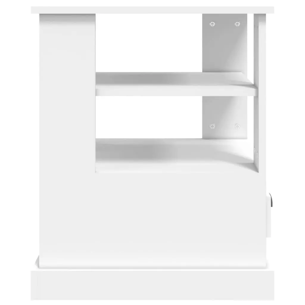 White Side Table 50x50x60cm Engineered Wood Storage Accent Furniture Living Room