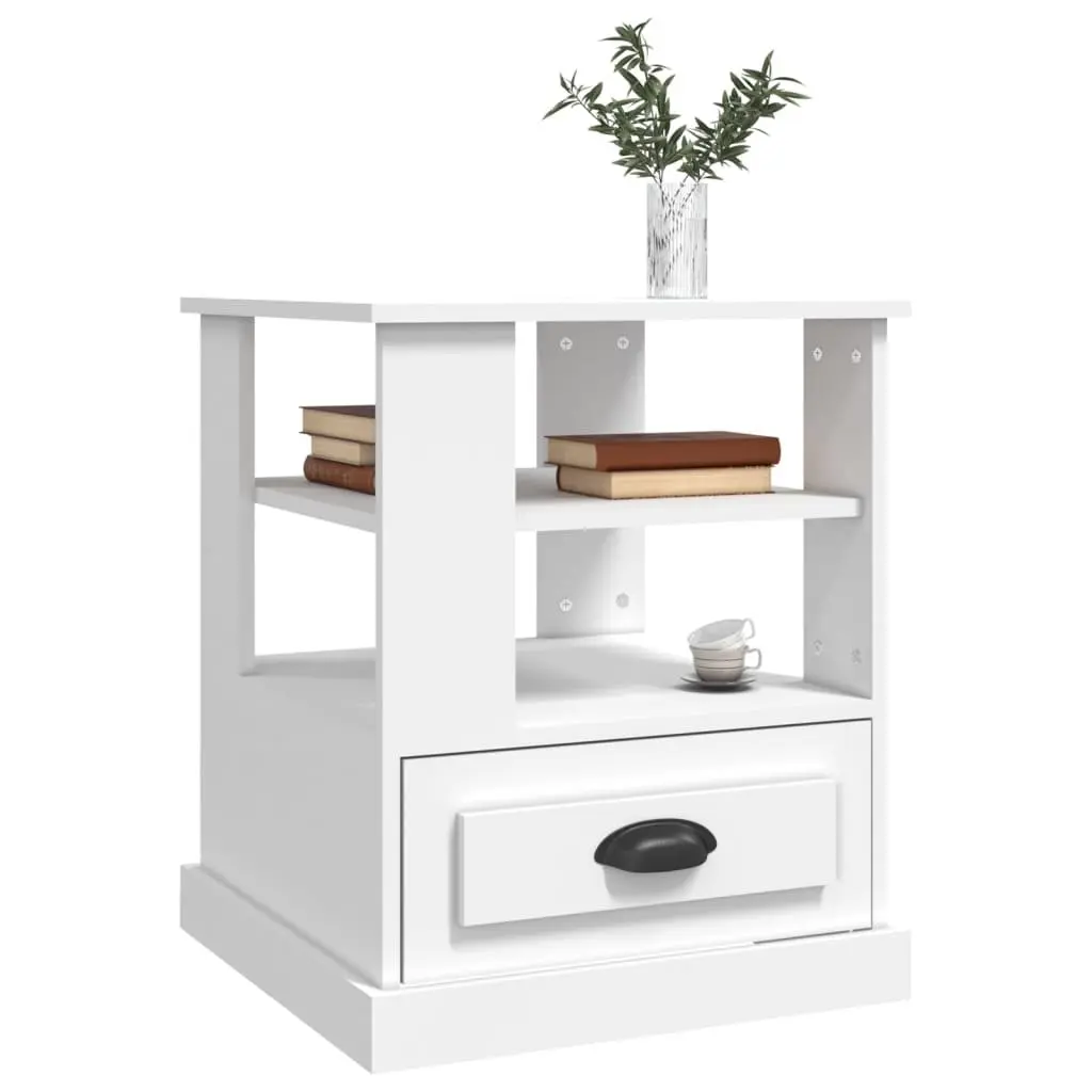 White Side Table 50x50x60cm Engineered Wood Storage Accent Furniture Living Room