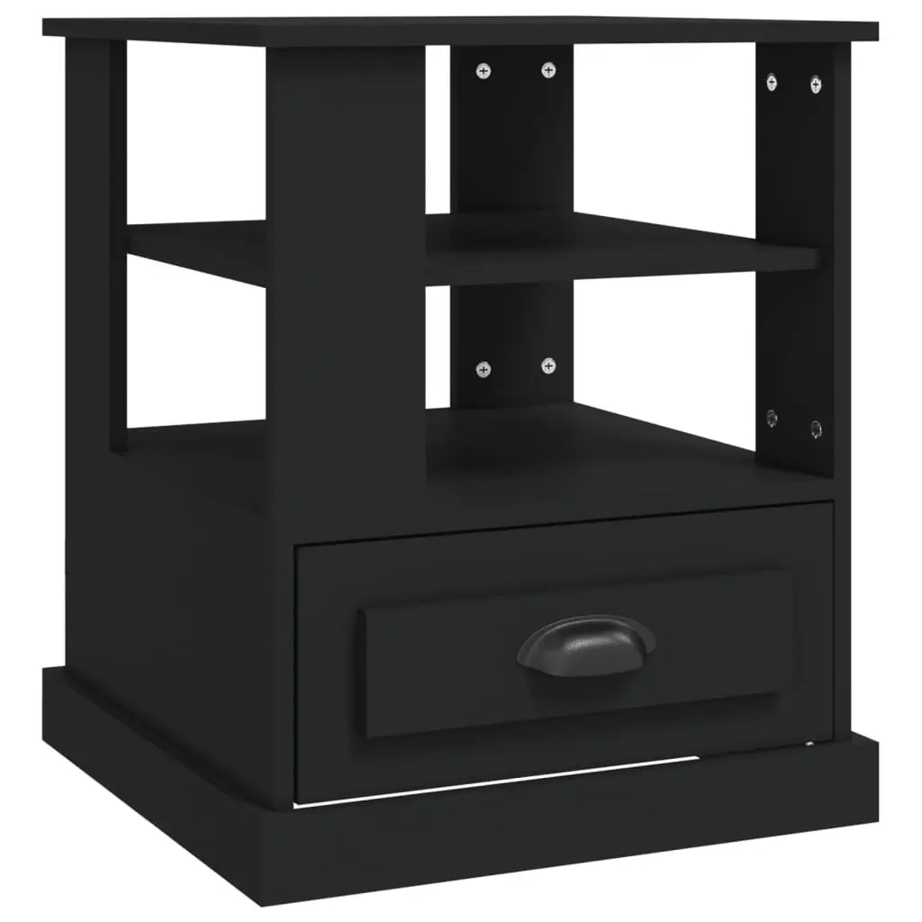 Side Table Black Engineered Wood End Table Storage Accent Furniture Home Decor