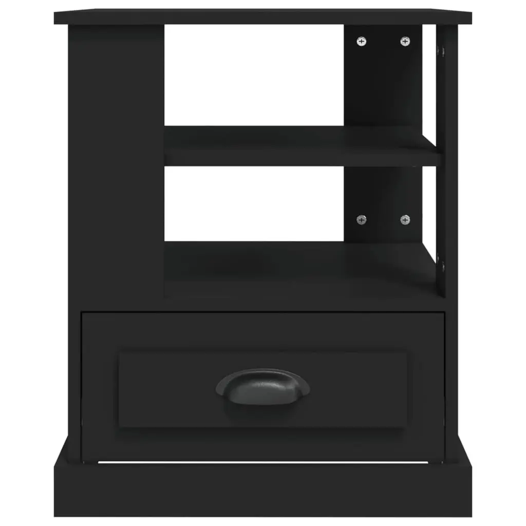 Side Table Black Engineered Wood End Table Storage Accent Furniture Home Decor