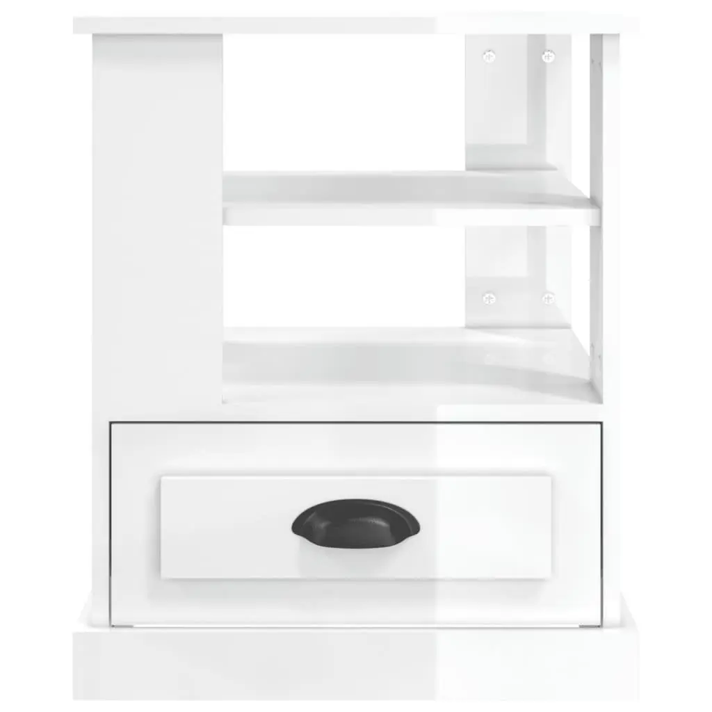 End Table High Gloss White Storage Accent Side Table Living Room Furniture