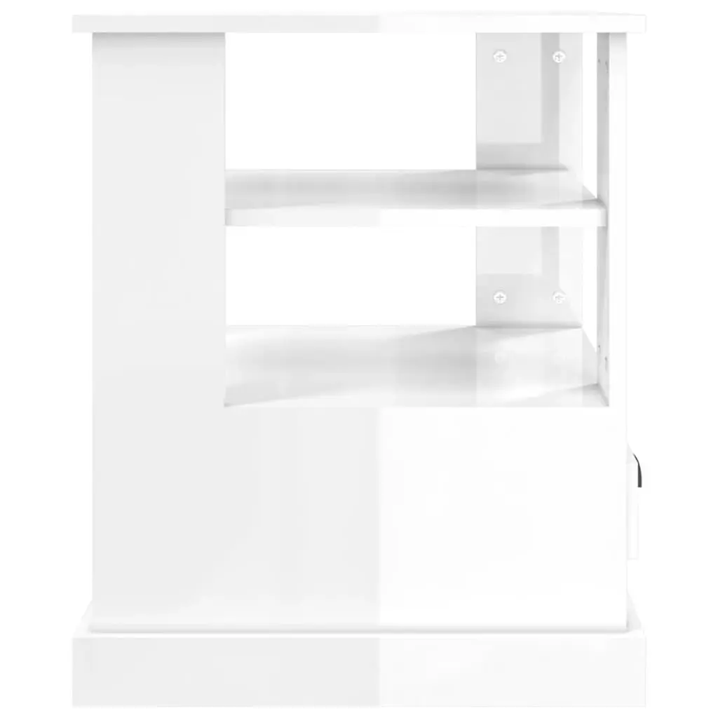 End Table High Gloss White Storage Accent Side Table Living Room Furniture