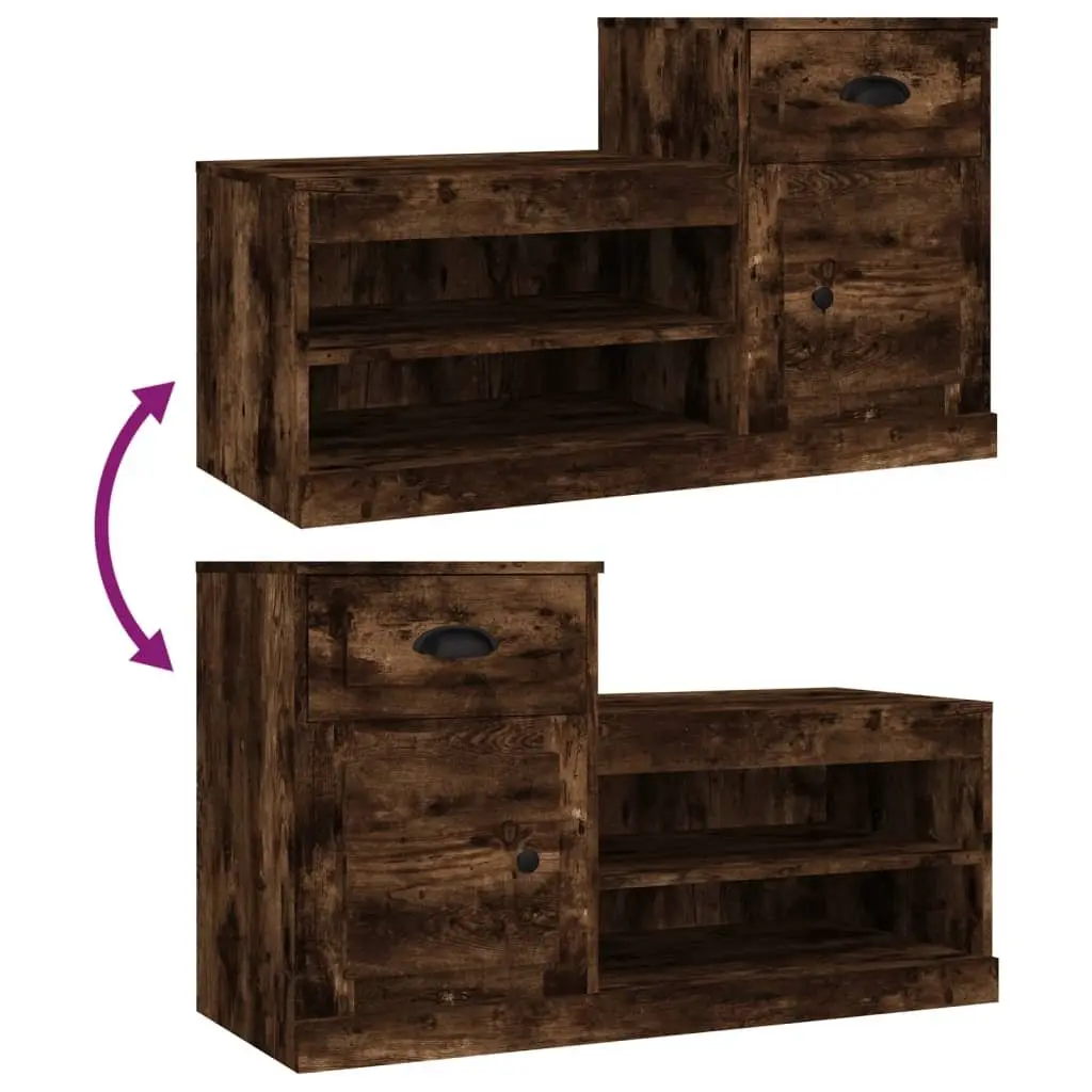 Shoe Cabinet Brown Engineered Wood Storage Organiser Cupboard 100x42x60 cm