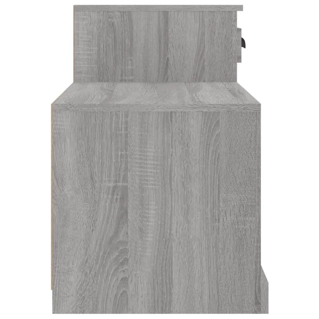 Shoe Cabinet Grey Engineered Wood Two-Tier Storage Organiser 100x42x60cm