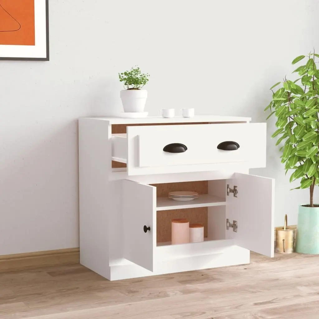 Sideboard White Engineered Wood 70x35.5x67.5 cm Storage Cabinet Cupboard