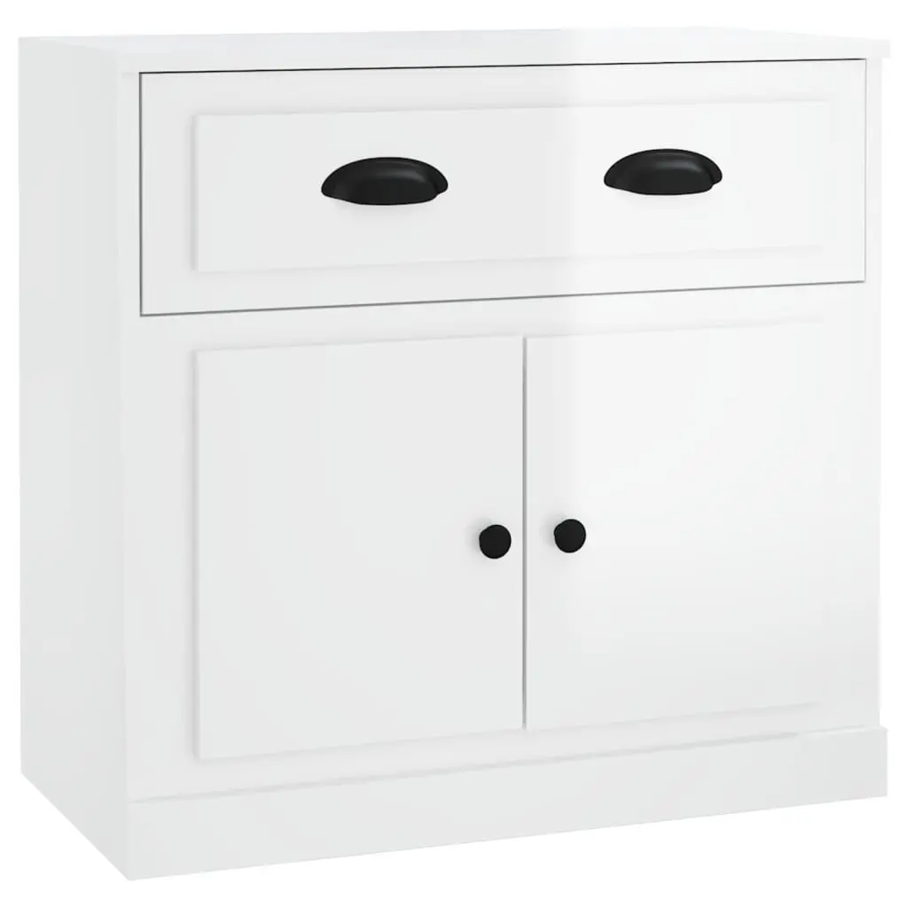 White High Gloss Sideboard Storage Cabinet Engineered Wood Furniture
