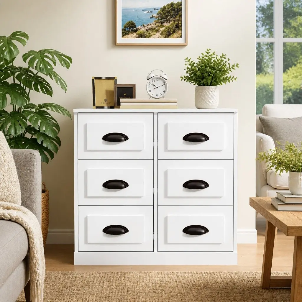 Sideboard White Engineered Wood Storage Cabinet 70 x 35.5 x 67.5 cm