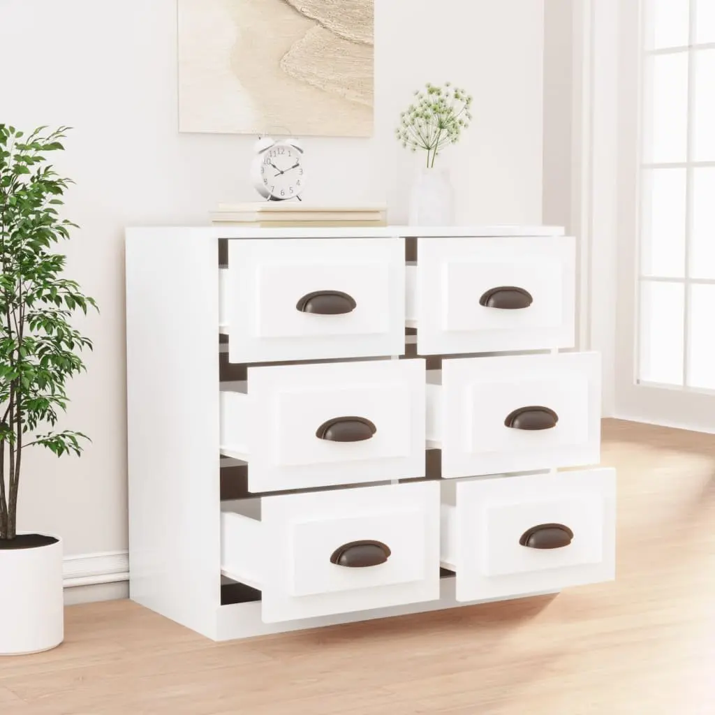 Sideboard White Engineered Wood Storage Cabinet 70 x 35.5 x 67.5 cm