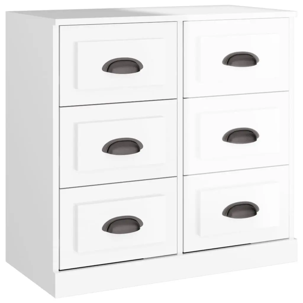 White Sideboard Storage Cabinet Engineered Wood High Gloss 70cm