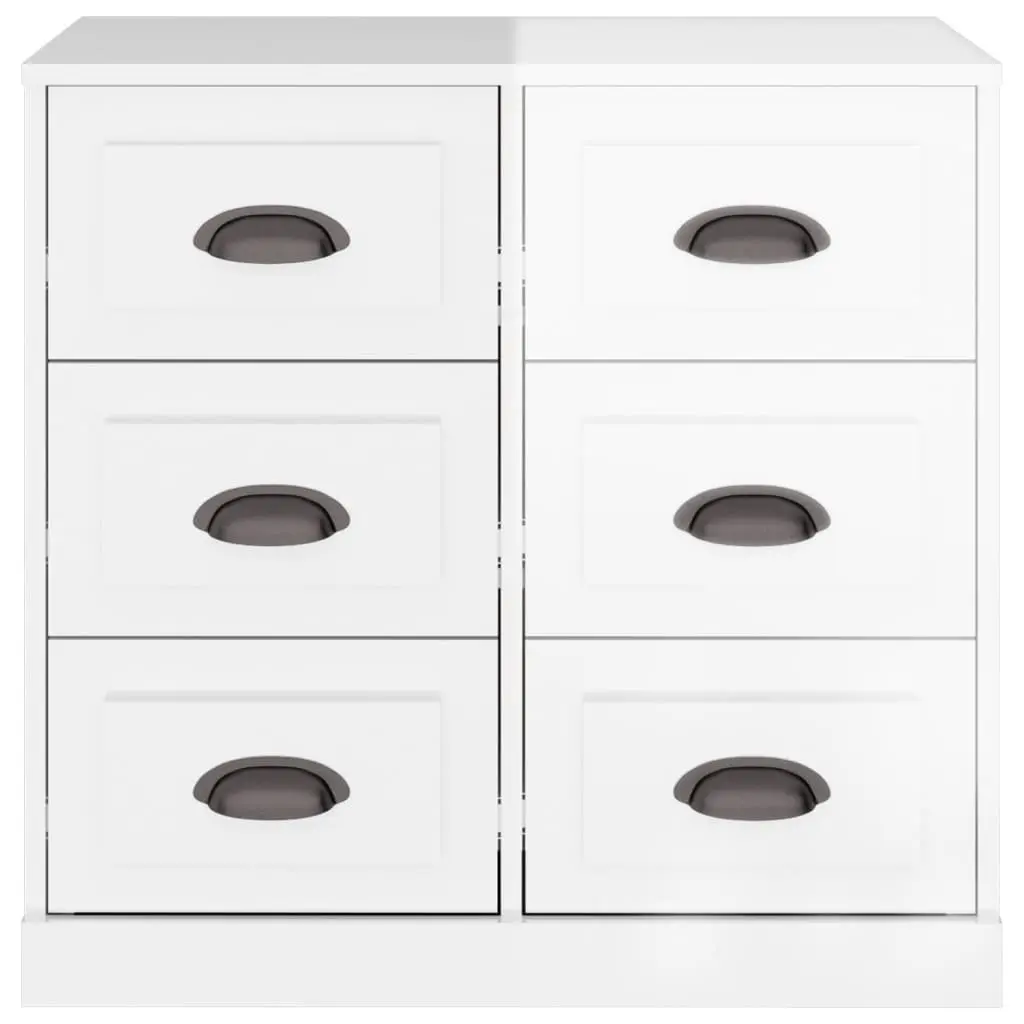 White Sideboard Storage Cabinet Engineered Wood High Gloss 70cm