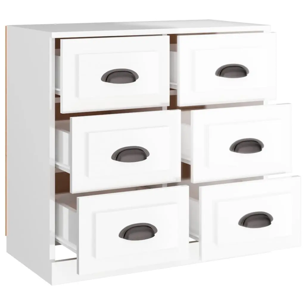 White Sideboard Storage Cabinet Engineered Wood High Gloss 70cm