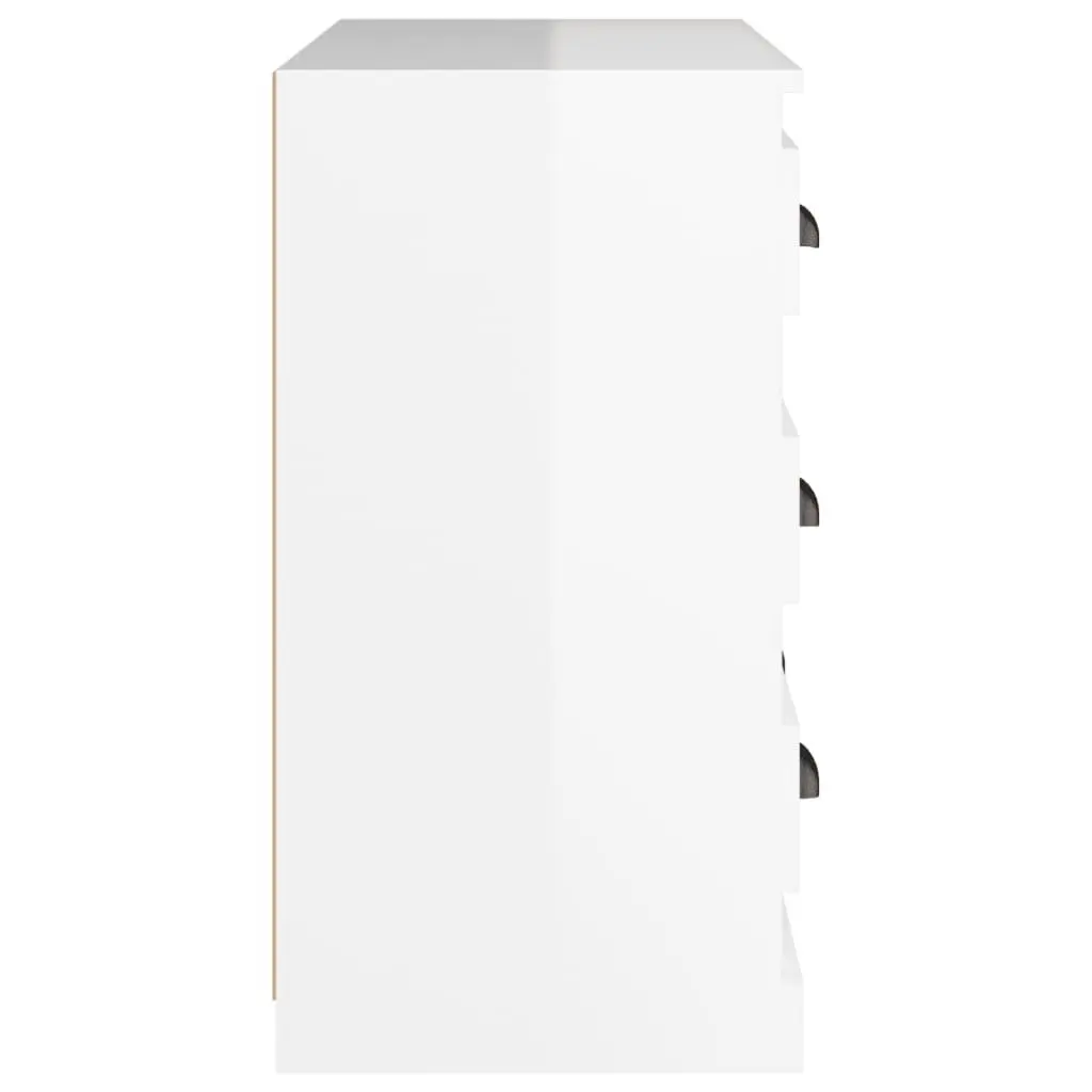 White Sideboard Storage Cabinet Engineered Wood High Gloss 70cm