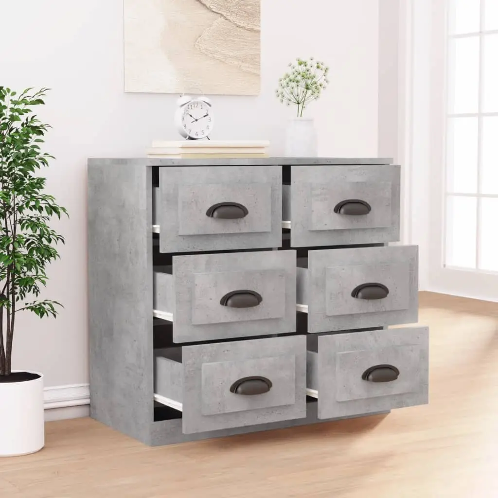 Sideboard Cabinet Engineered Wood Grey Storage Buffet 70x35.5x67.5cm