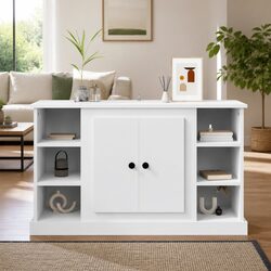 White Sideboard Storage Cabinet 100x35.5x60cm Engineered Wood Buffet Cupboard