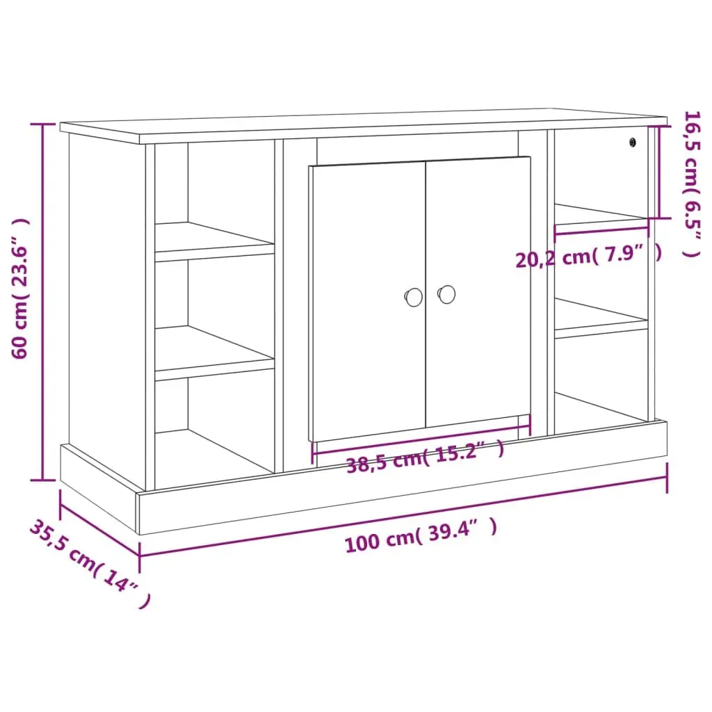 Sideboard Storage Cabinet Engineered Wood White 100x35.5x60cm