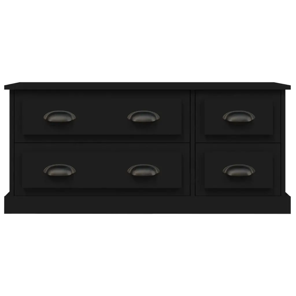 TV Cabinet Black 100x35.5x45 cm with 4 Drawers Media Storage Unit