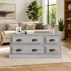 TV Cabinet Grey Sonoma 100x35.5x45cm Engineered Wood Media Storage Unit Drawers