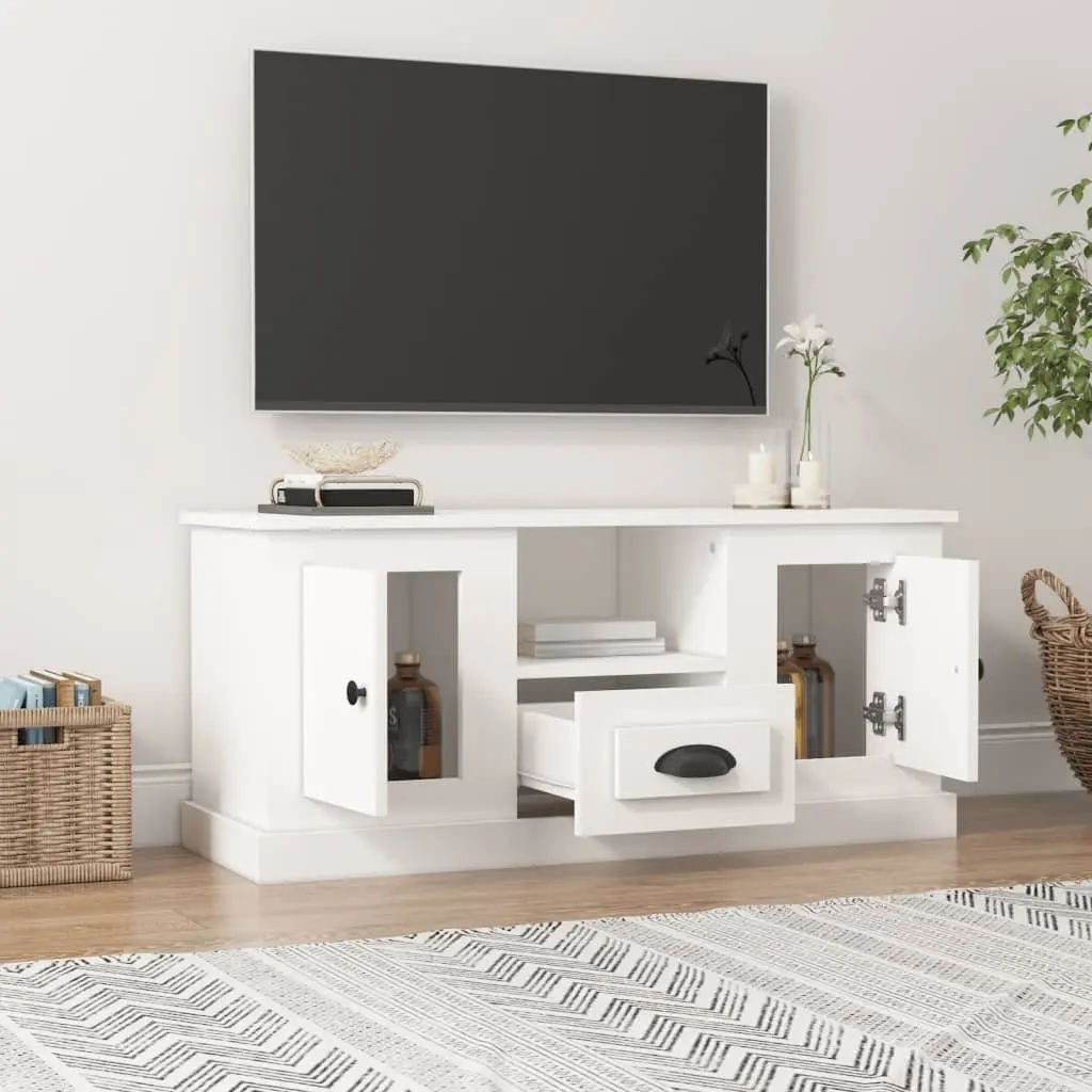 TV Cabinet White Engineered Wood Storage Unit 100 x 35.5 x 45 cm
