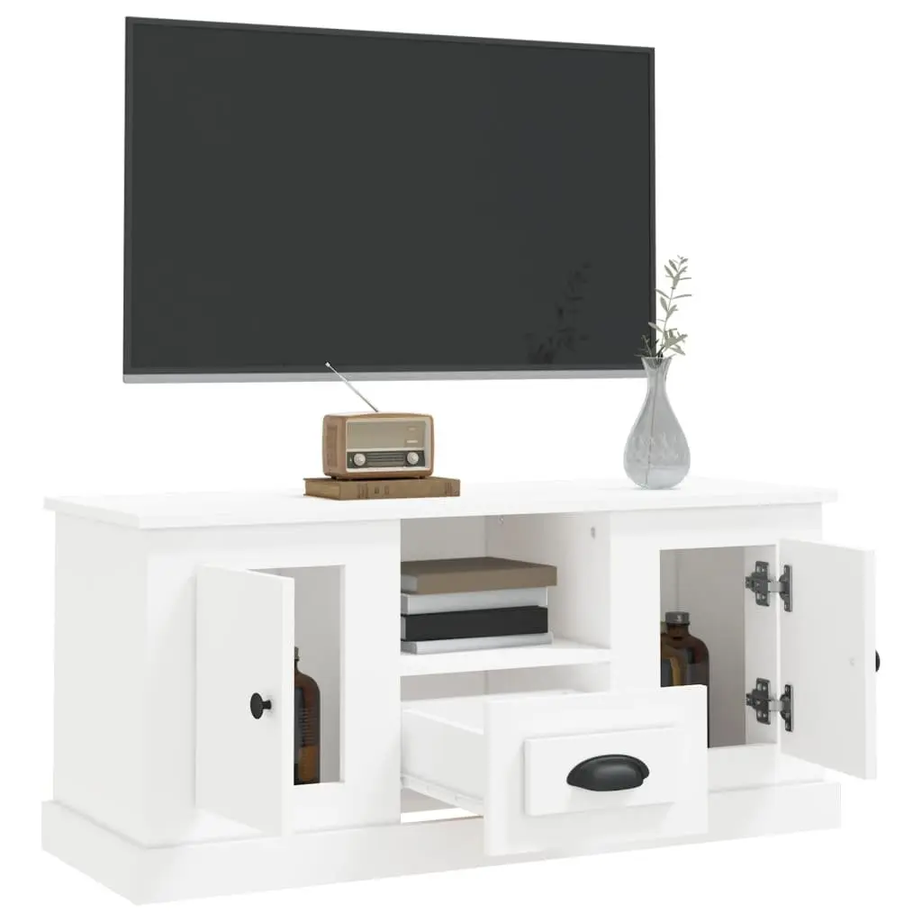 TV Cabinet White Engineered Wood Storage Unit 100 x 35.5 x 45 cm