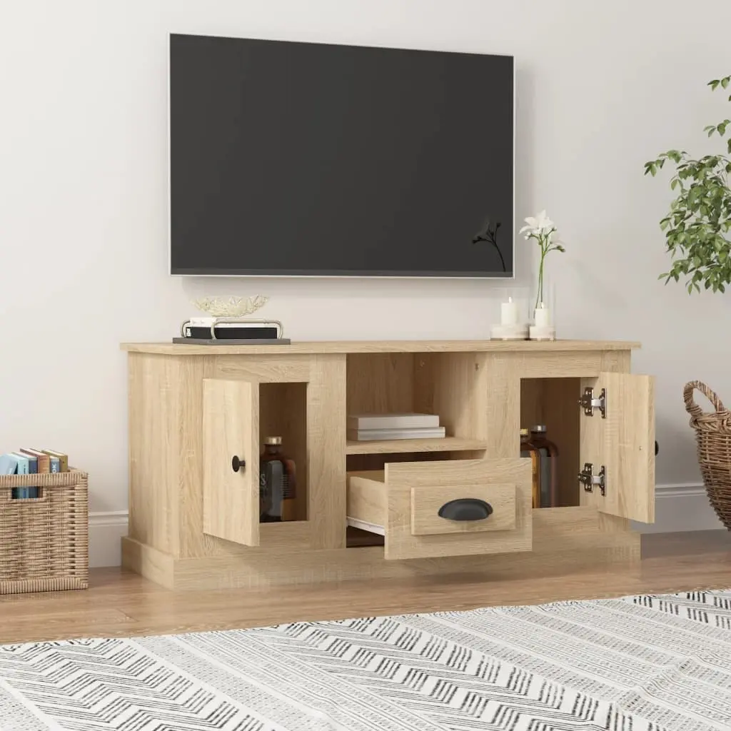 TV Cabinet Sonoma Oak Brown Engineered Wood Storage Unit 100x35.5x45cm