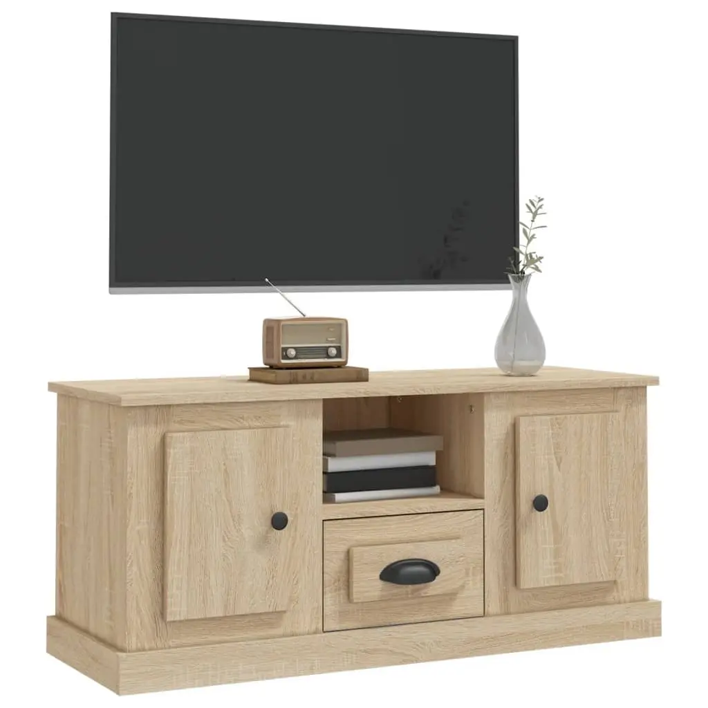 TV Cabinet Sonoma Oak Brown Engineered Wood Storage Unit 100x35.5x45cm