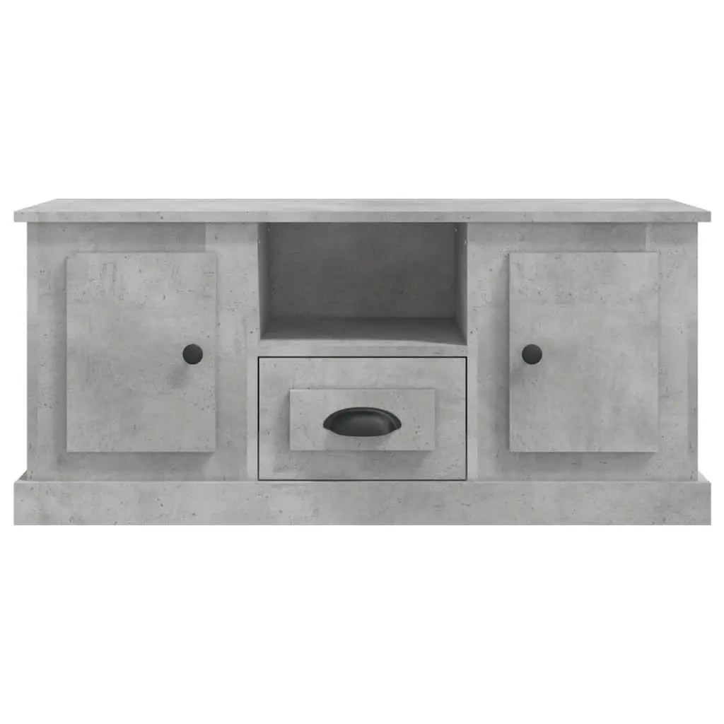 TV Cabinet Grey Engineered Wood Storage Unit with Shelves 100L x 35.5W x 45H cm
