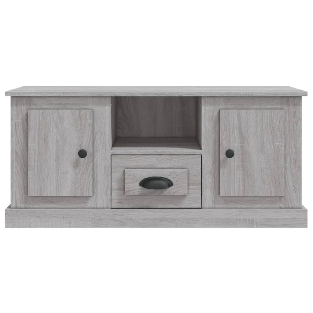 TV Cabinet Grey Engineered Wood Storage Unit 100 x 35.5 x 45 cm