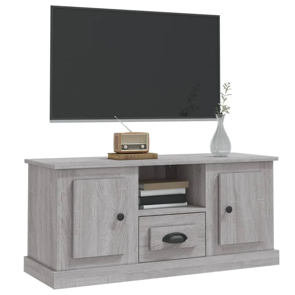 TV Cabinet Grey Engineered Wood Storage Unit 100 x 35.5 x 45 cm