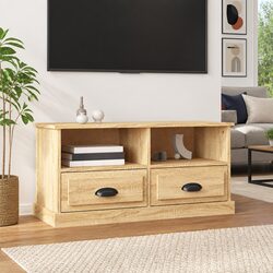 TV Cabinet Sonoma Oak Brown Engineered Wood Storage Unit with Drawers