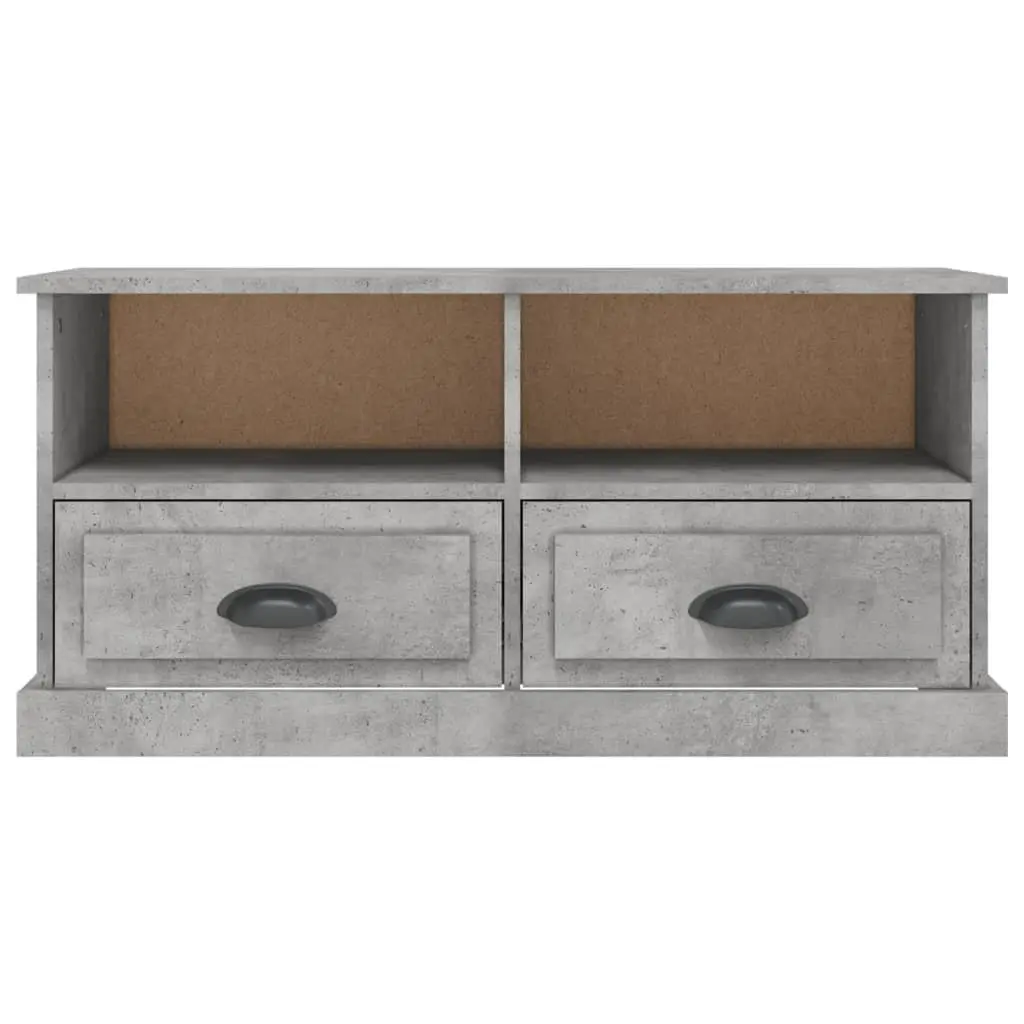 Grey Engineered Wood TV Stand with Open Storage and Drawers 93x35.5x45cm