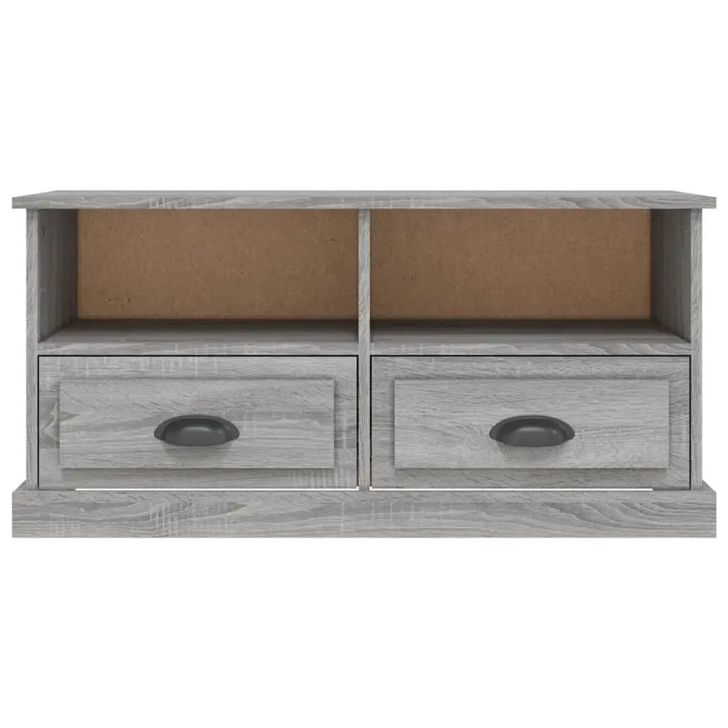 TV Cabinet Grey Sonoma Wood Storage Unit with Drawers and Open Compartments 93 x 35.5 x 45 cm