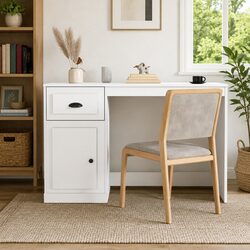 Friendly White Desk with Drawer and Storage Solutions 115x50x75cm