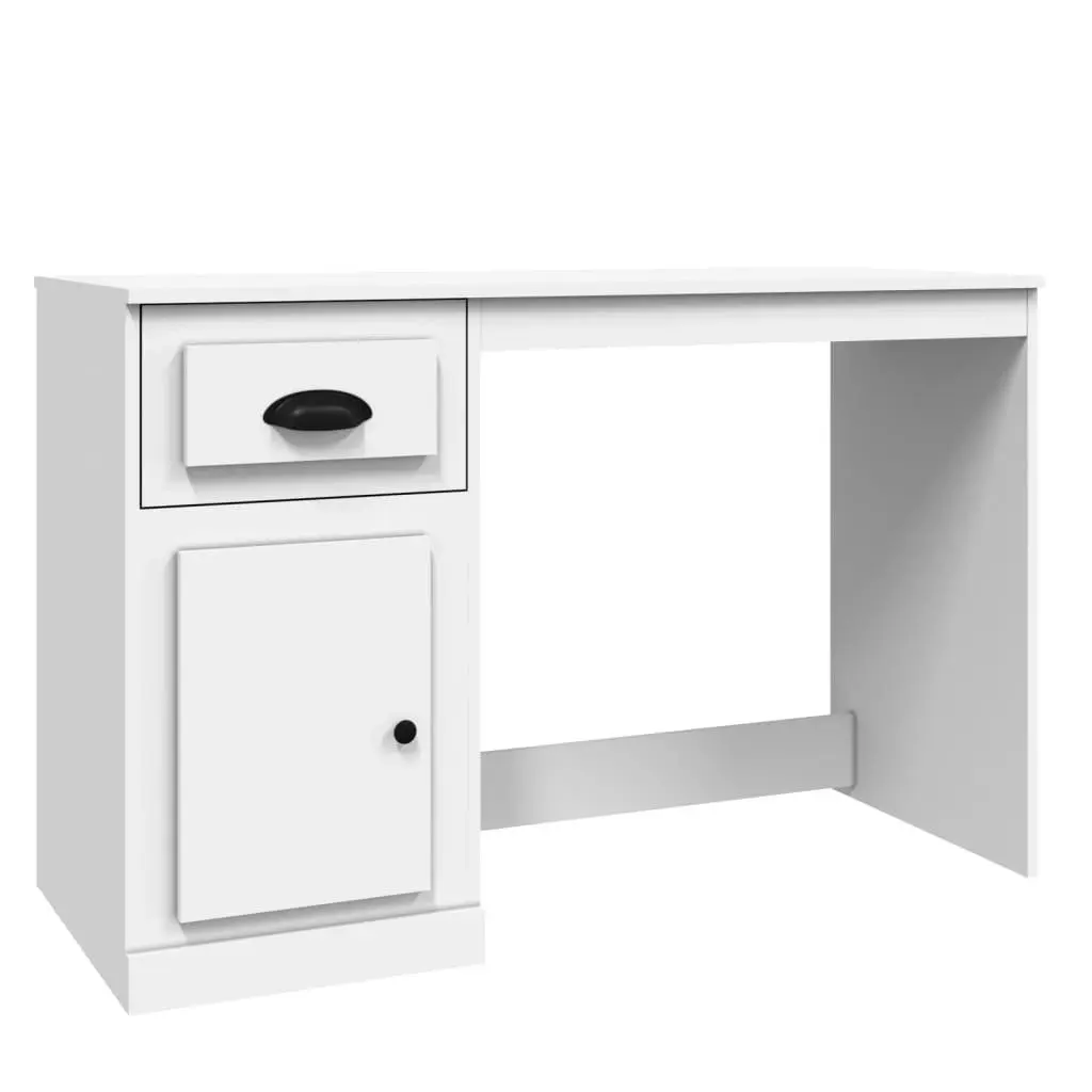 White Desk with Drawer Storage Compartment Study Office Workspace 115x50x75cm