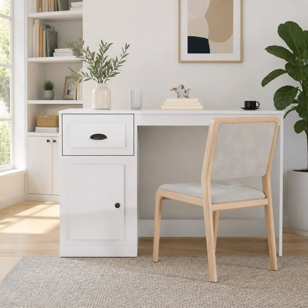High Gloss Desk with Drawer Engineered Wood 115 x 50 x 75 cm