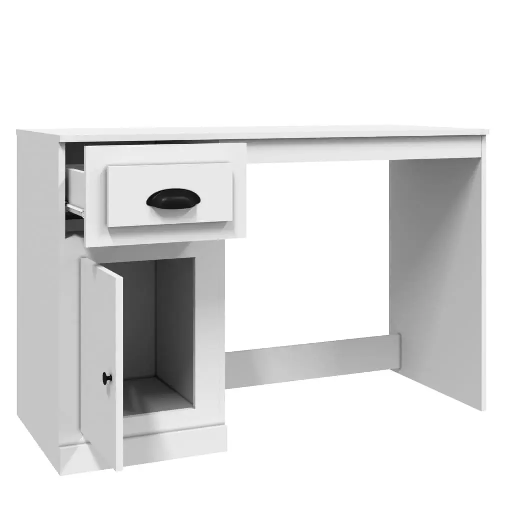 High Gloss Desk with Drawer Engineered Wood 115 x 50 x 75 cm