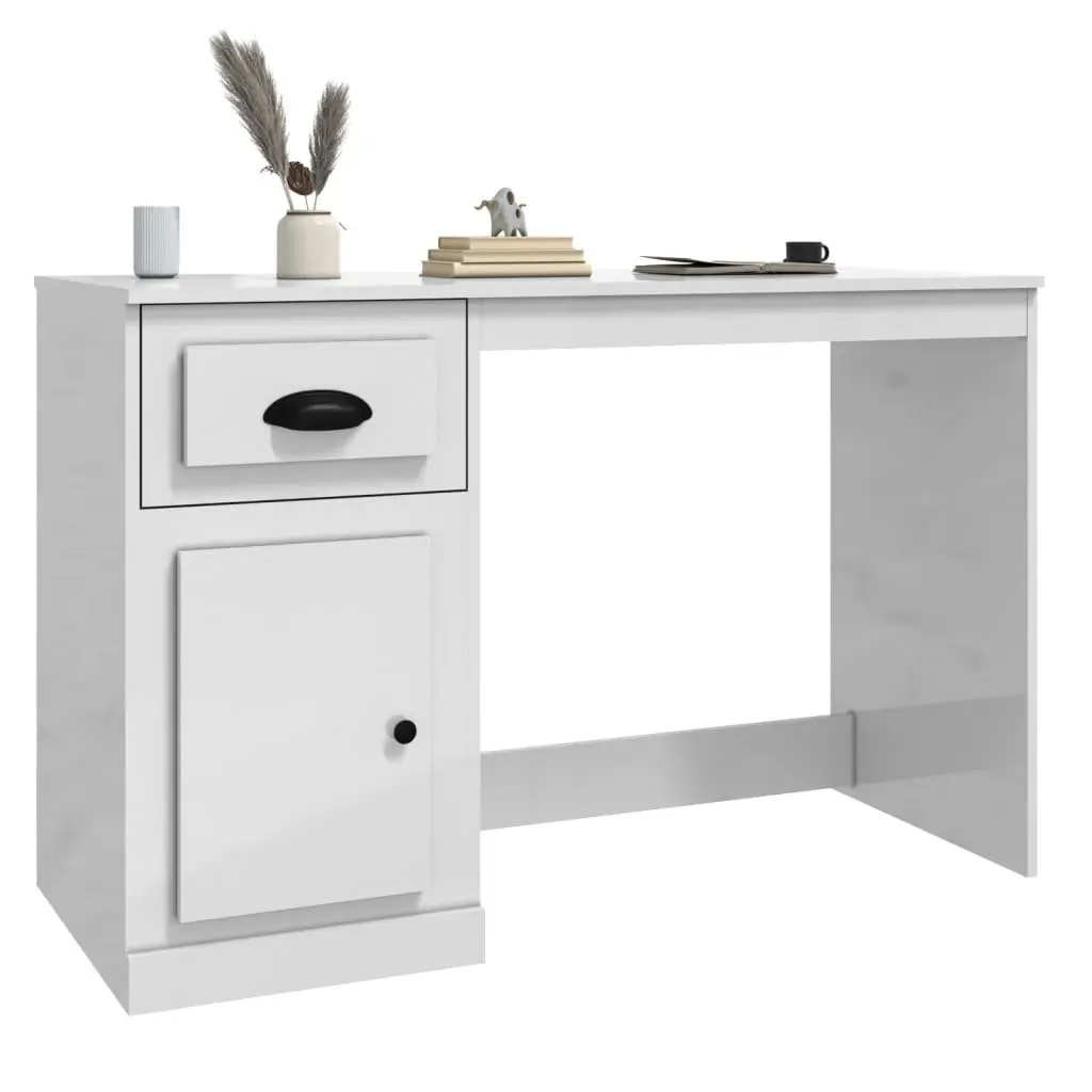 High Gloss Desk with Drawer Engineered Wood 115 x 50 x 75 cm
