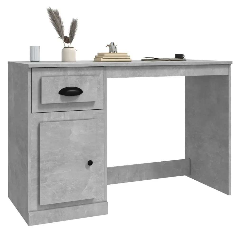 Grey Office Desk with Drawer Storage Compartment Modern Study Table 115x50x75cm