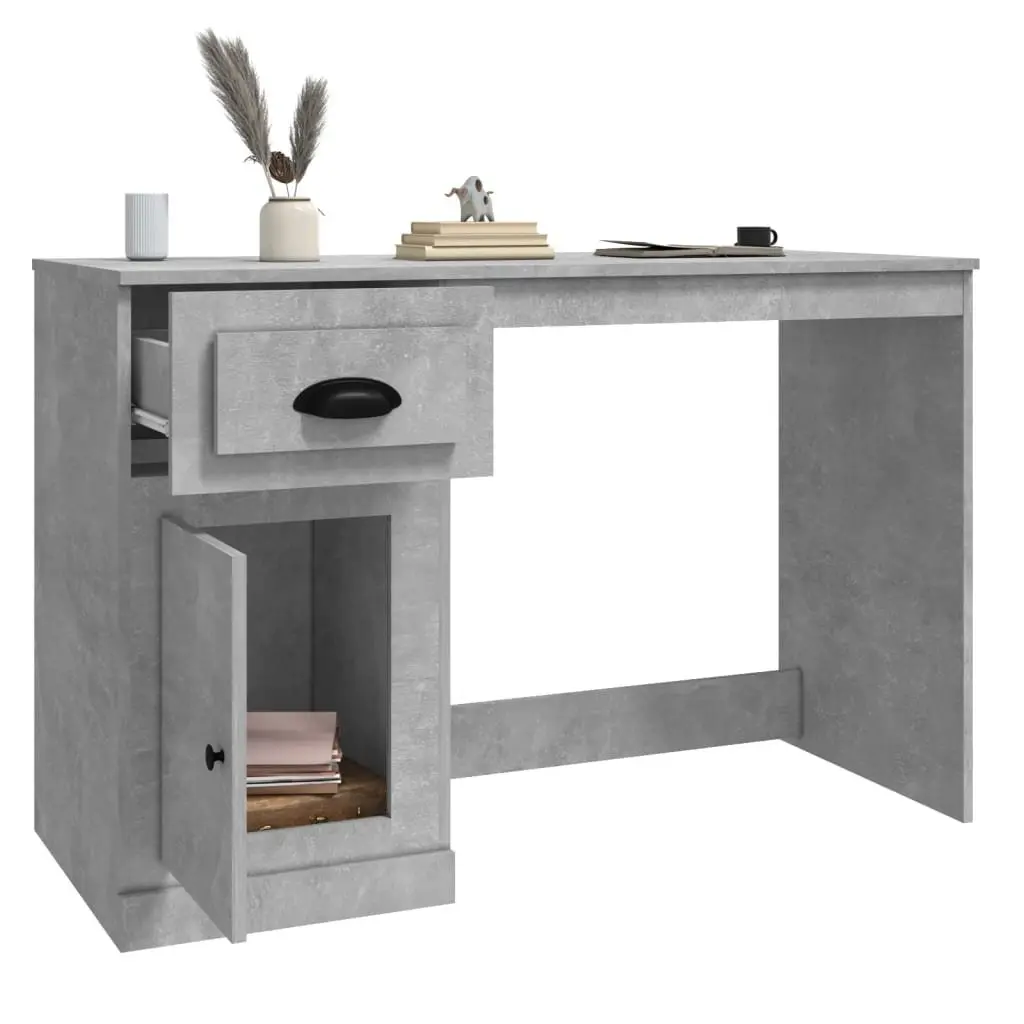 Grey Office Desk with Drawer Storage Compartment Modern Study Table 115x50x75cm