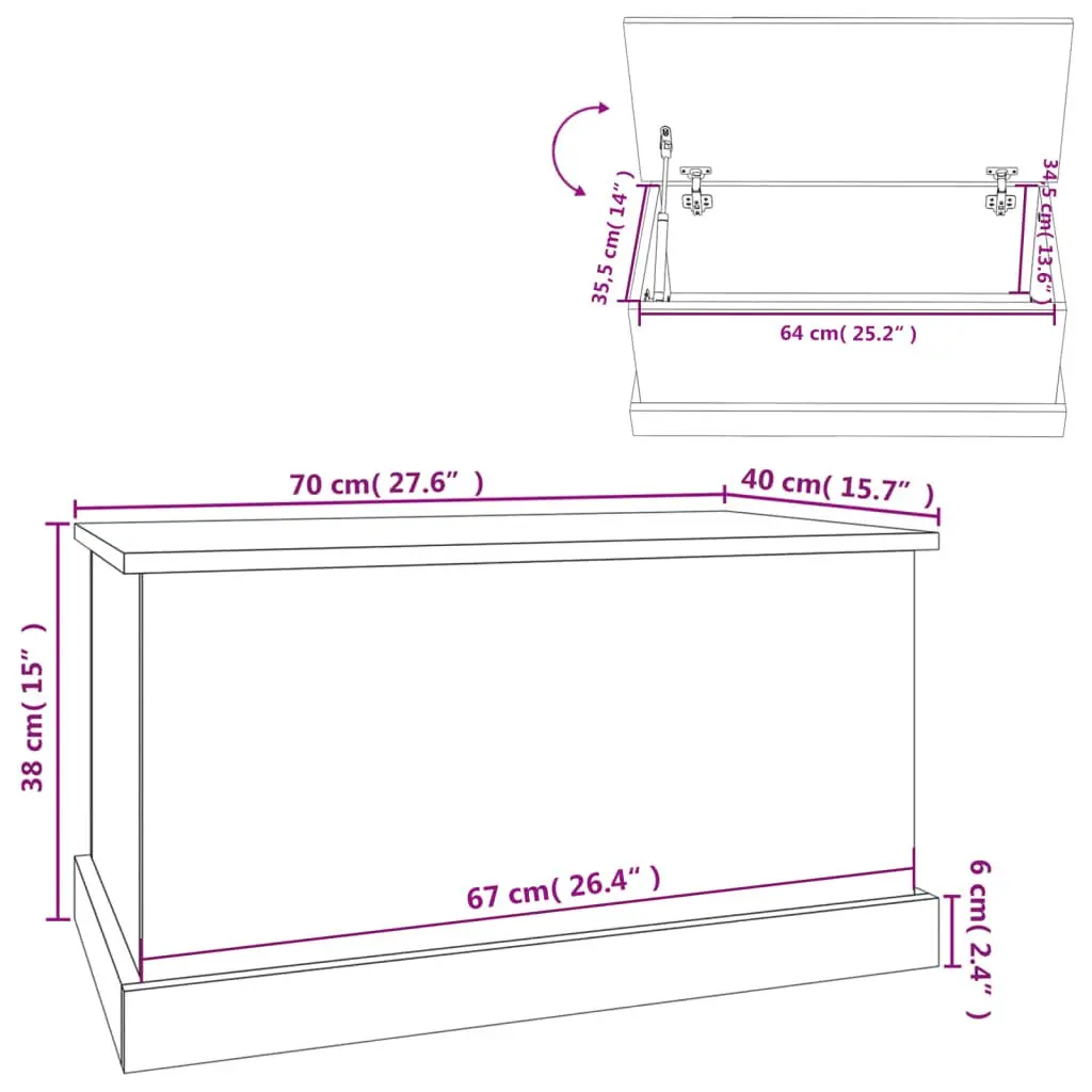 Storage Box Grey Engineered Wood 70x40x38 cm