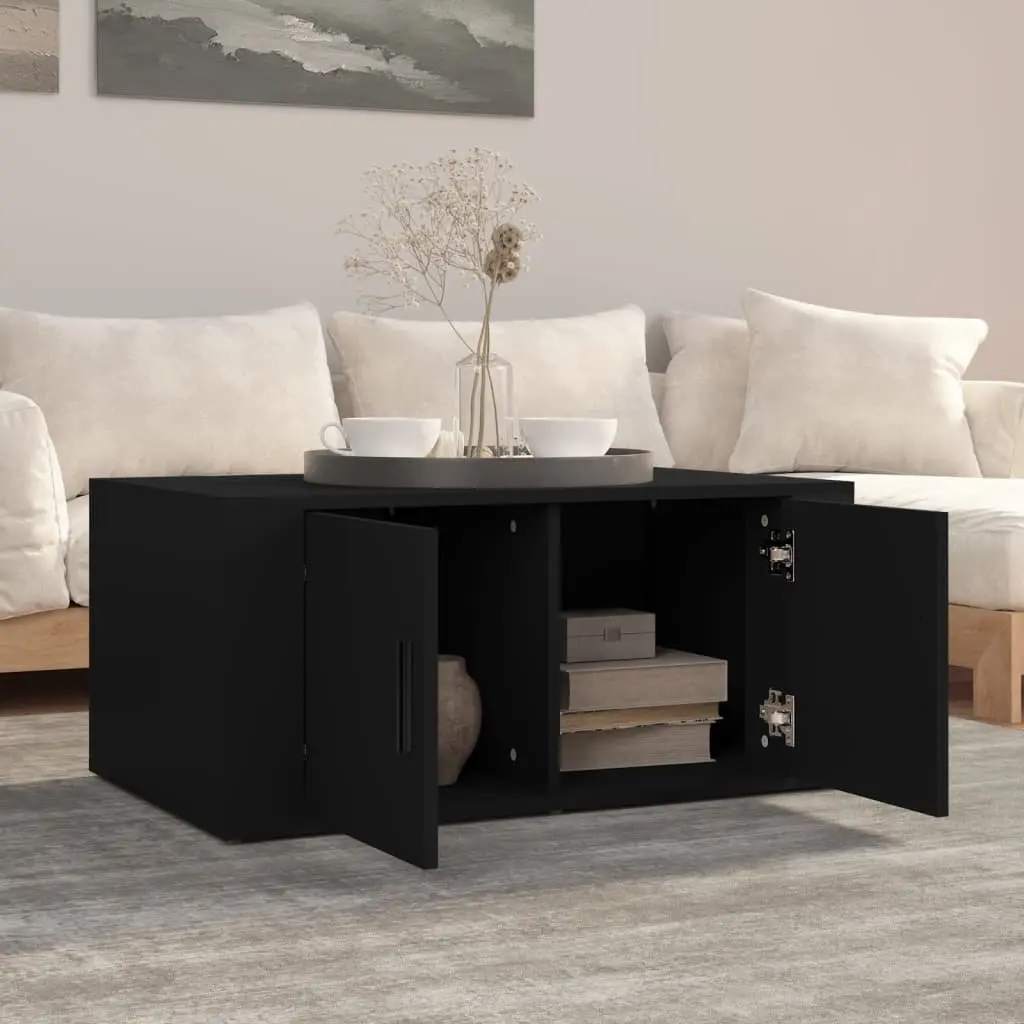 Coffee Table Black Engineered Wood 80W x 50D x 36H cm