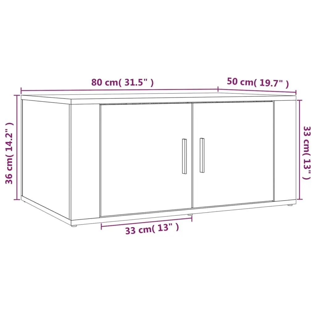 Coffee Table Grey Engineered Wood Storage Compartments 80W x 50D x 36H cm