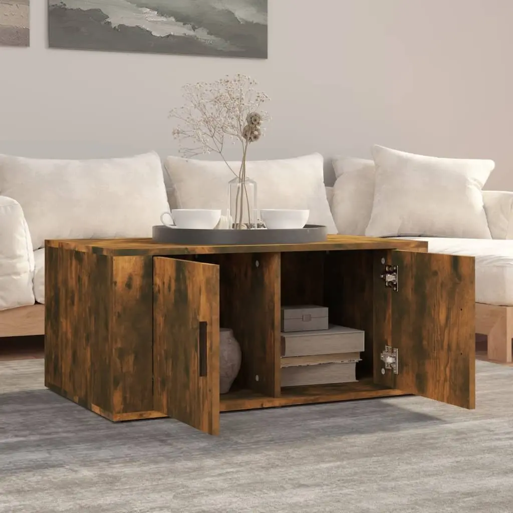 Coffee Table with Storage Compartments Brown Engineered Wood 80L x 50W x 36H cm