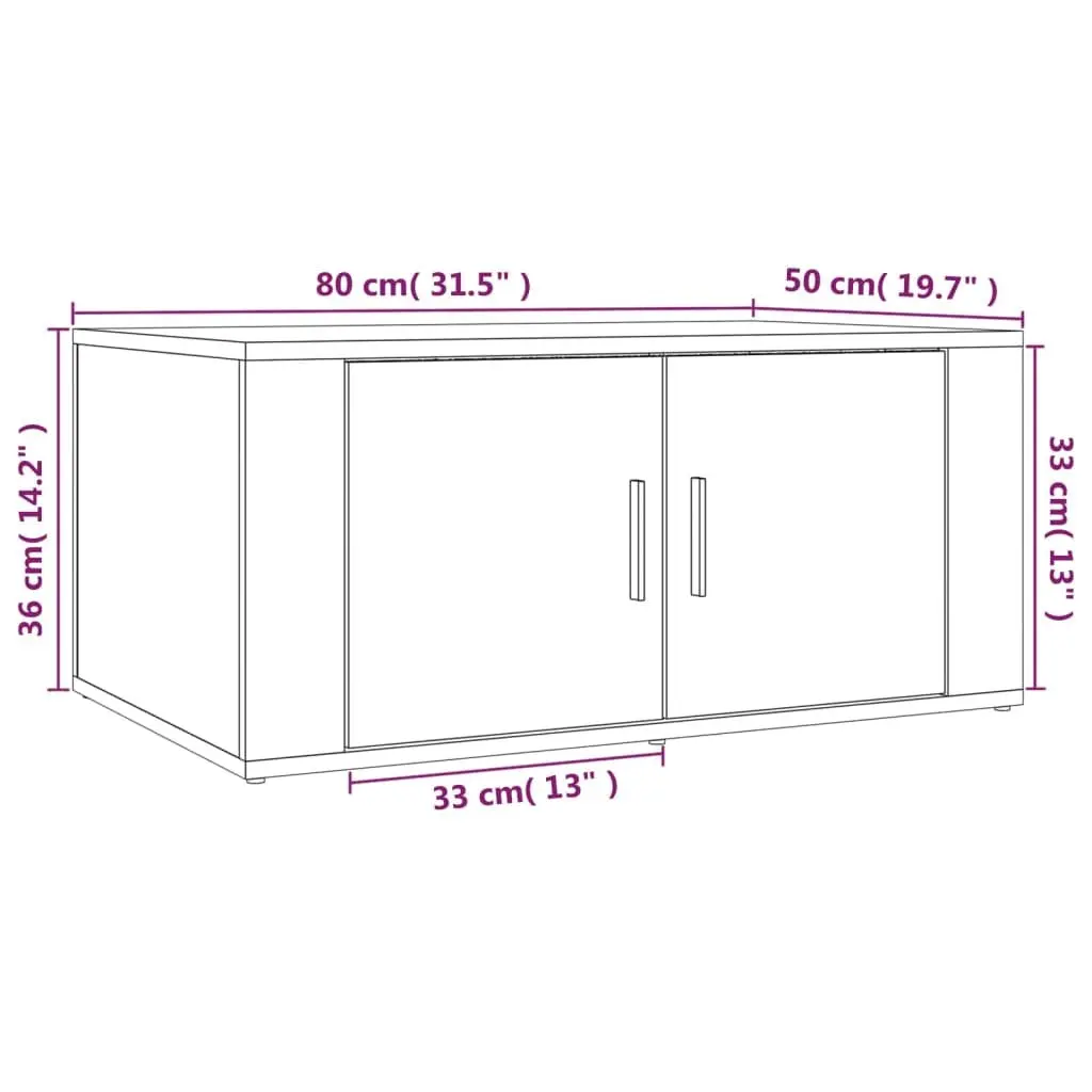 Coffee Table with Storage Compartments Brown Engineered Wood 80L x 50W x 36H cm