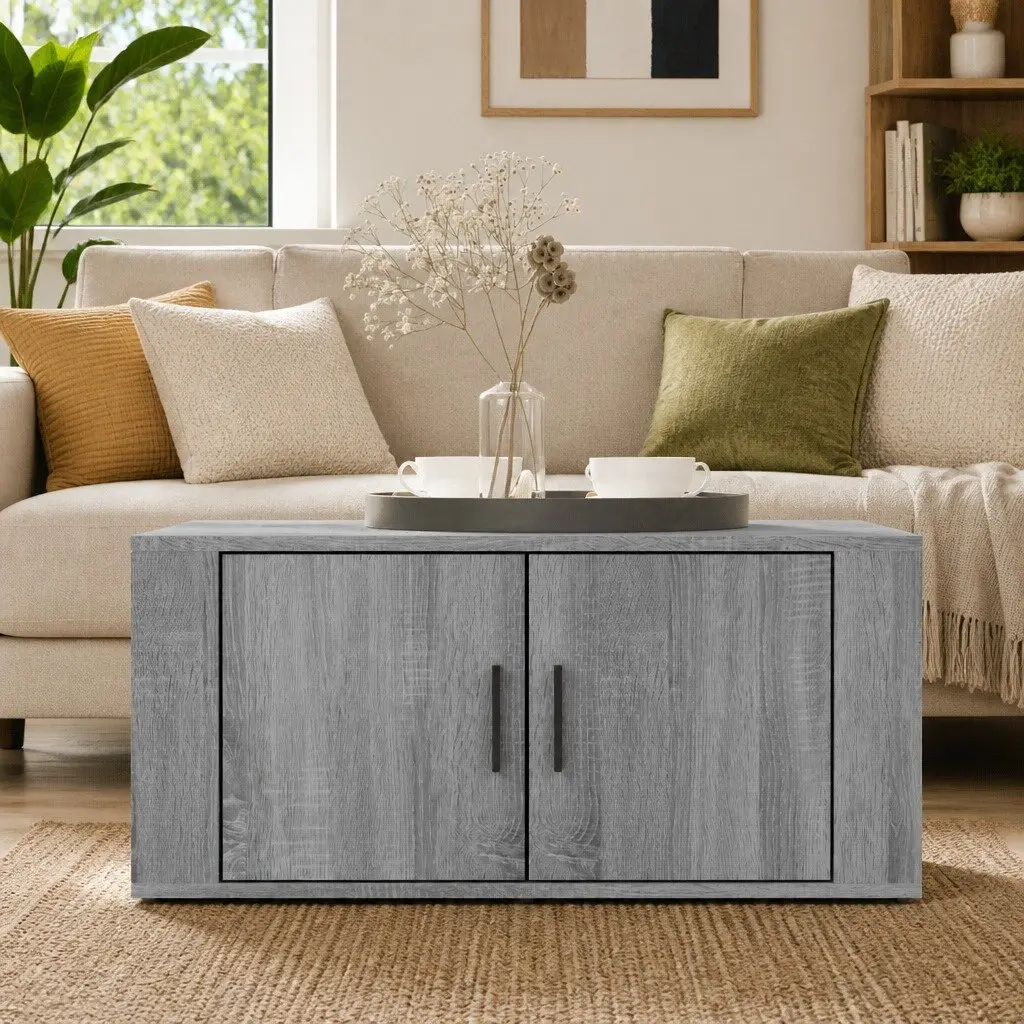Coffee Table Grey 80x50x36 cm Storage Compartments
