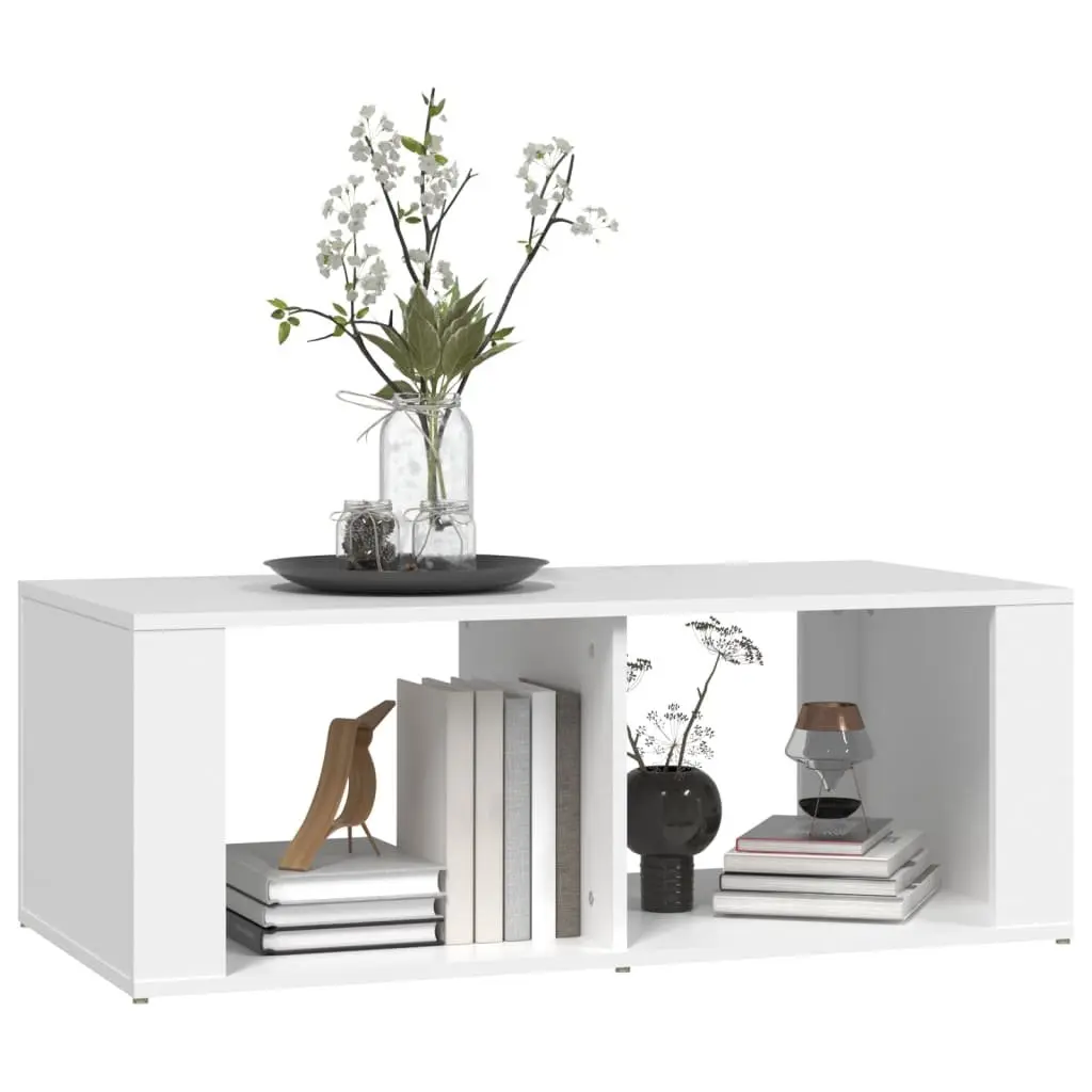 Coffee Table Modern White Engineered Wood 100x50x36cm