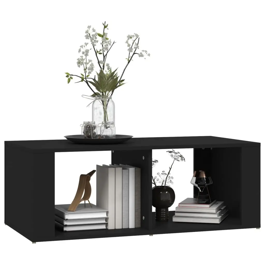 Coffee Table Black Modern Storage 2 Shelves 100 x 50 x 36 cm Living Room Accent Sofa Side Table