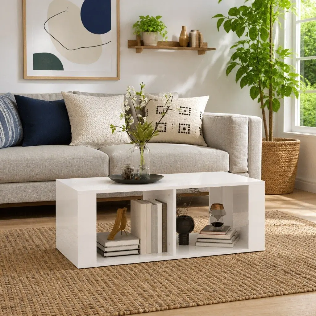 White Coffee Table with Shelves