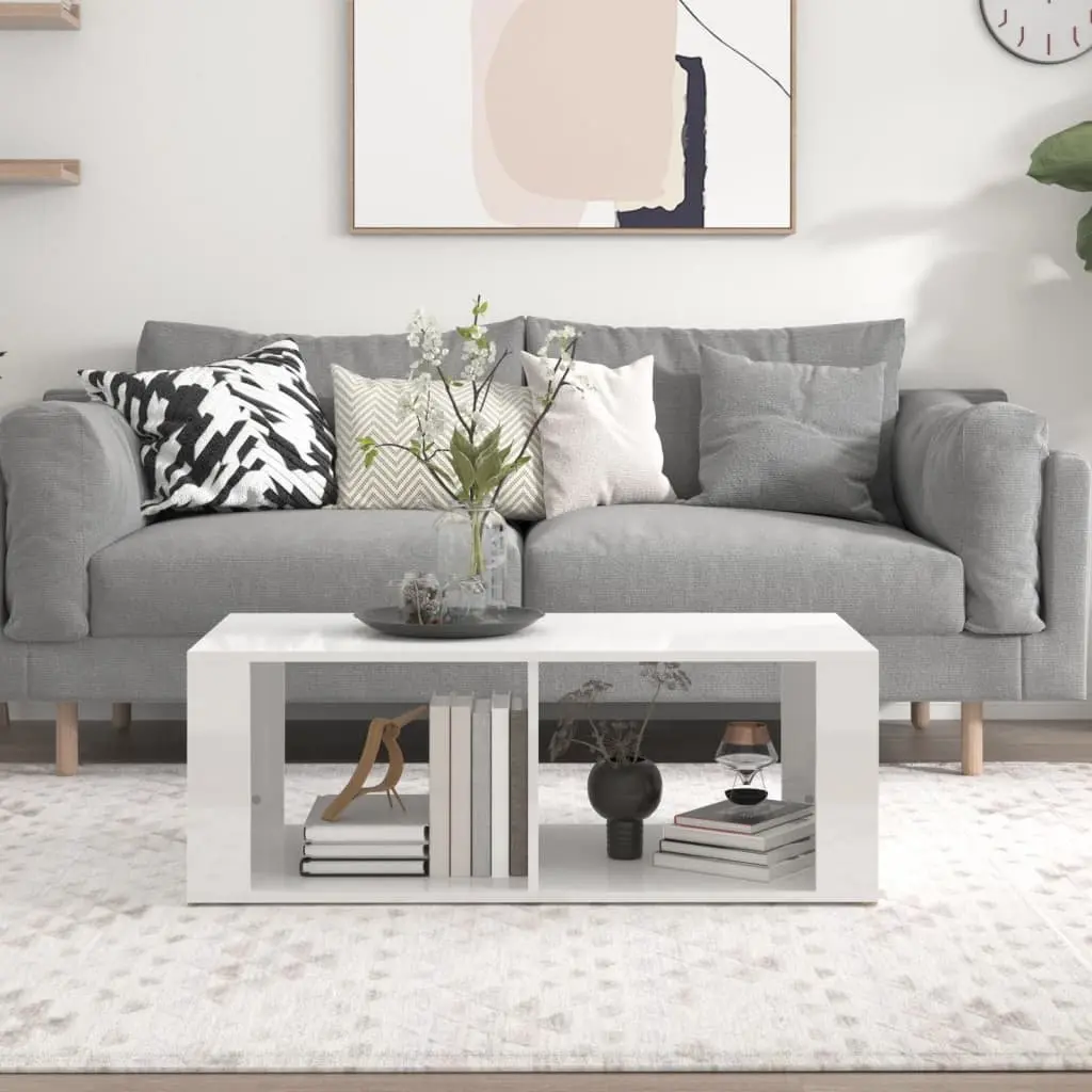 White Coffee Table with Shelves